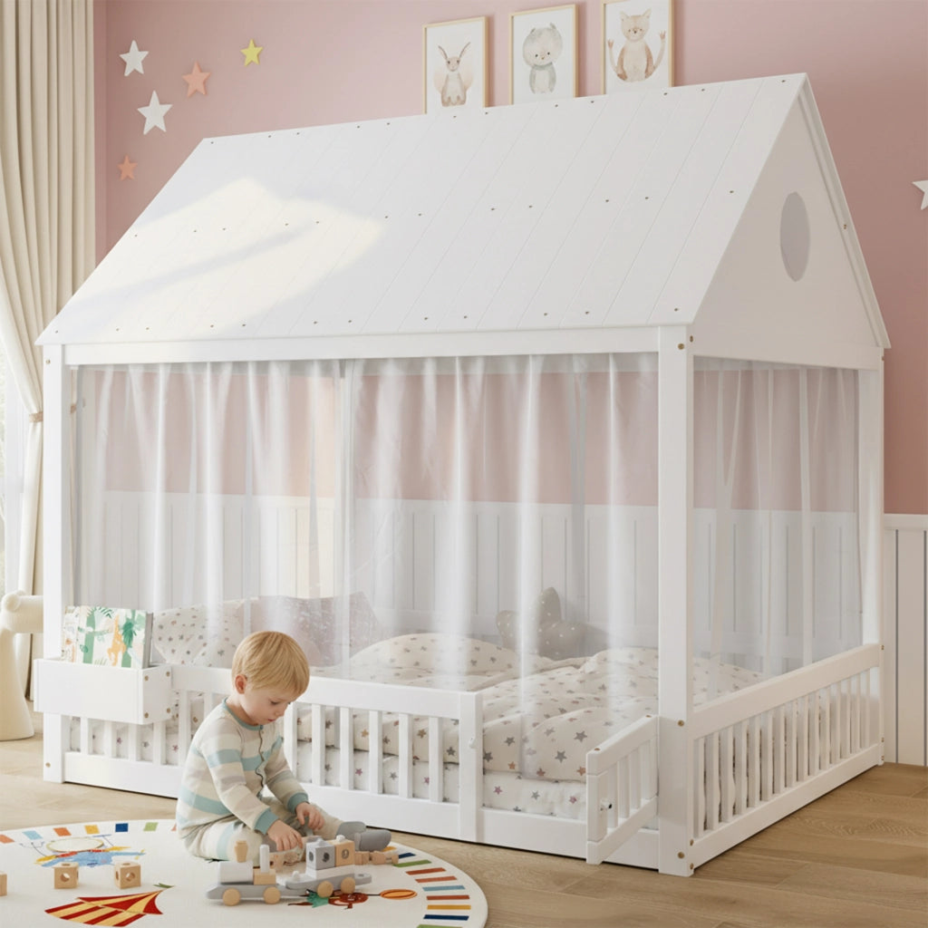 Letto singolo 140 × 200 cm con vano portaoggetti rete a doghe struttura in legno MDF bianco