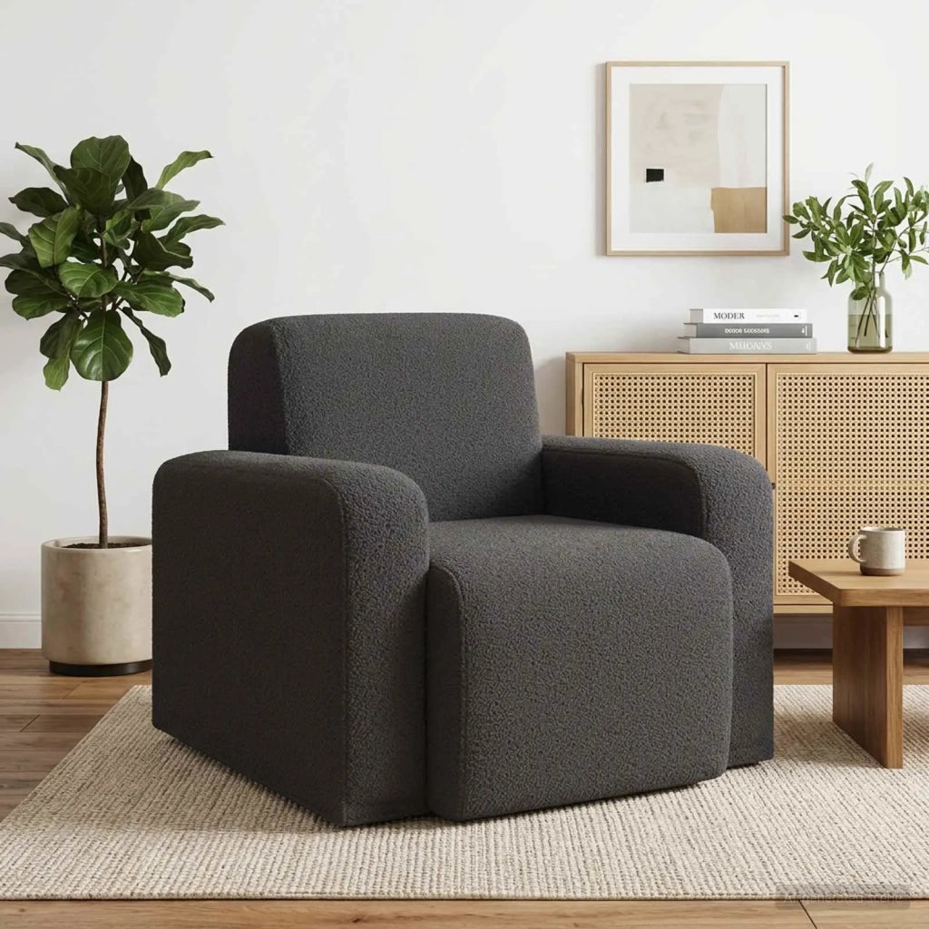 Poltrona Grigio Scuro Bouclé 42042451