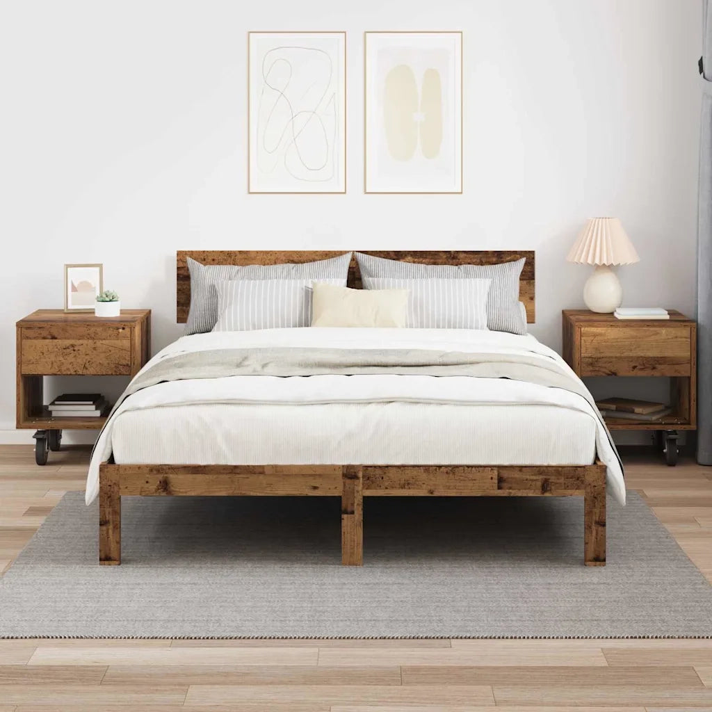 Set di 2 Comodini | Armadio da Notte | Mobiletto da notte Legno vecchio 40,5 x 40 x 48 cm