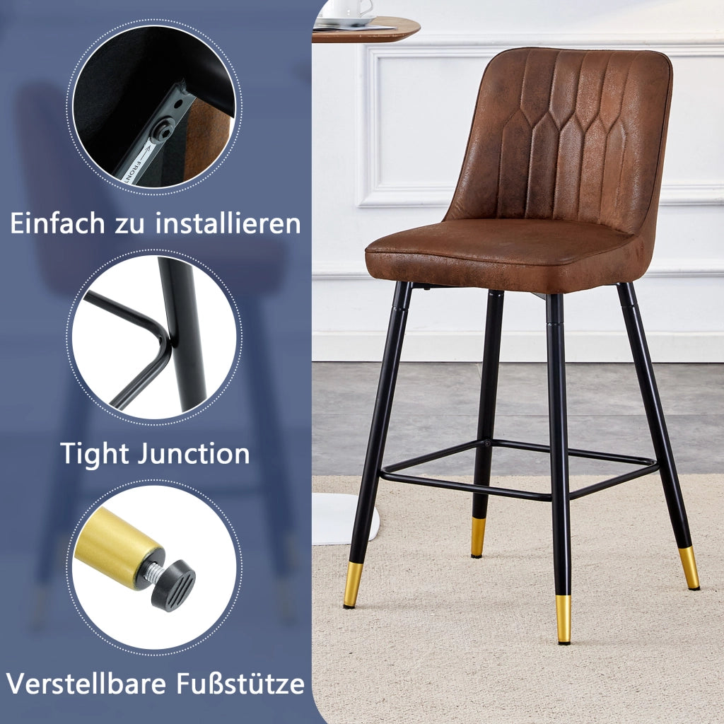 SEDIA ALTA Set da 2 pezzi 100 cm Tessuto marrone e metallo nero