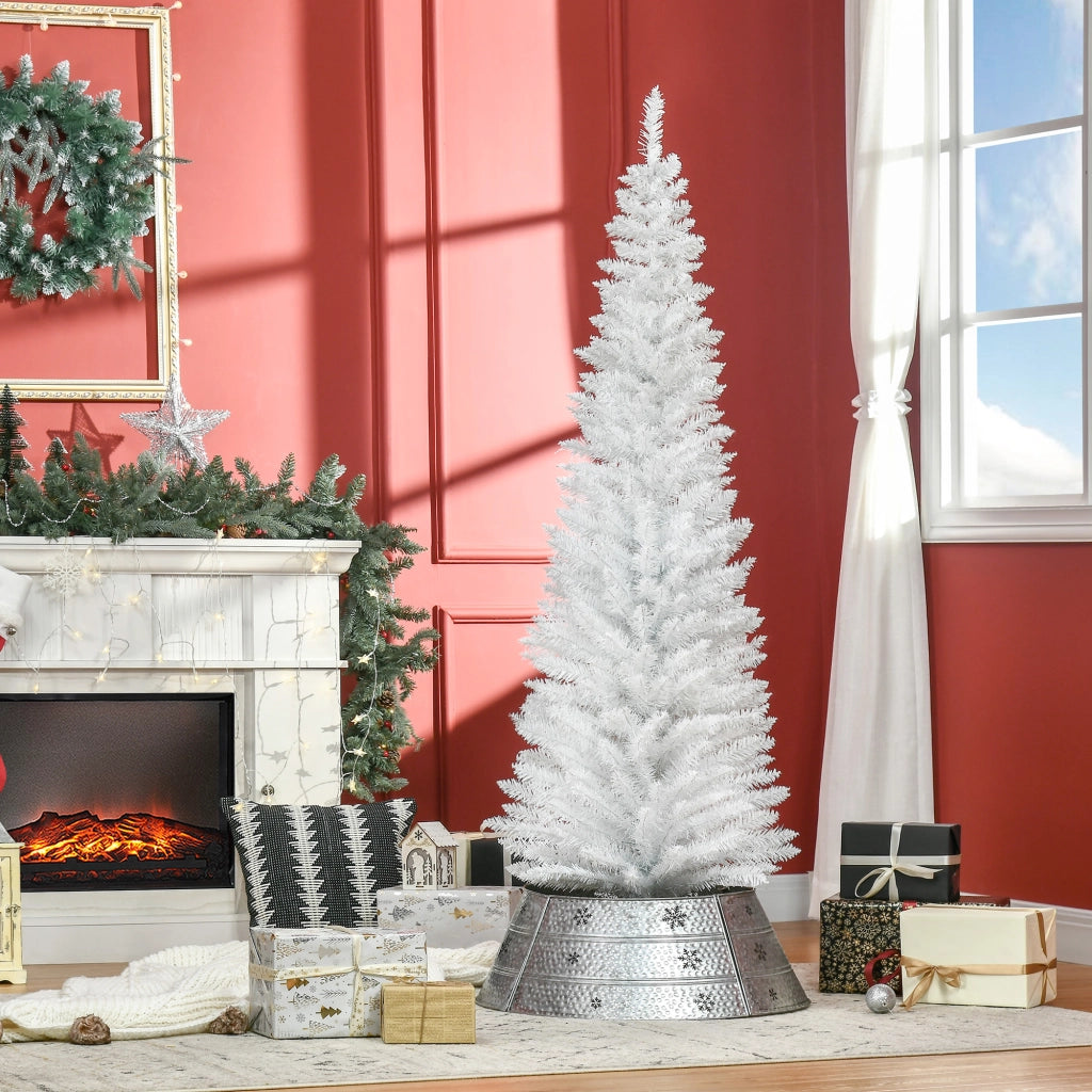 Albero di Natale artificiale salvaspazio con 390 punte e base stabile in plastica bianco Ø55 × H180 cm