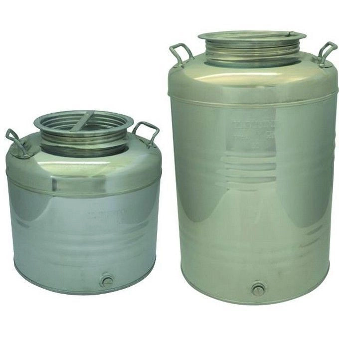 Maffei 8215230 Fustino Contenitore per Olio Acciaio Inox 30 lt Tappo a Vite Predisposizione Rubinetto 1-2'' 36x40 cm