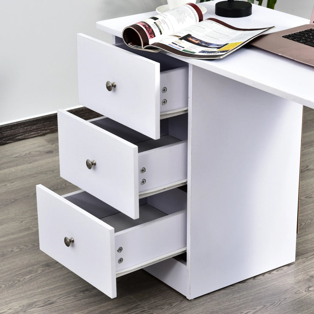 Scrivania con cassetti e scaffali ¨C zephmum ¨C bianco 120x49x72 cm