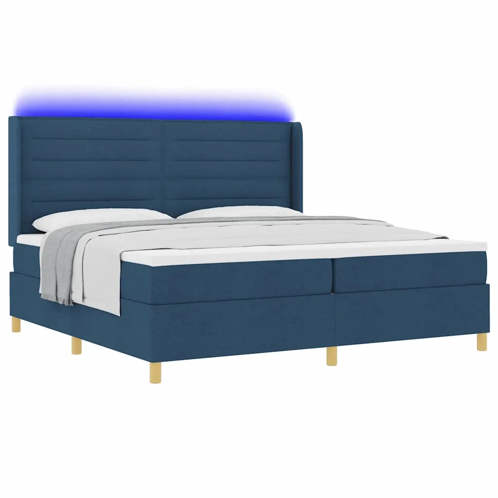 Letto a molle con materasso Blu 140 x 200 cm Tessuto
