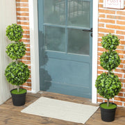 Albero artificiale a sfere set di 2 con foglie in PE resistenti ai raggi UV; verde; altezza totale 100 cm