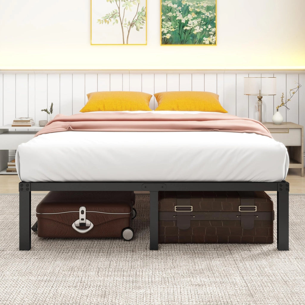 Letto per adulti 140 × 200 cm in metallo, struttura stabile e silenziosa, spazio sotto il letto, senza materasso, nero