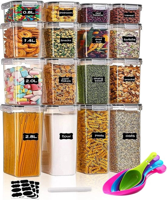 Set di contenitori a chiusura ermetica per la cucina - set da 16 pezzi