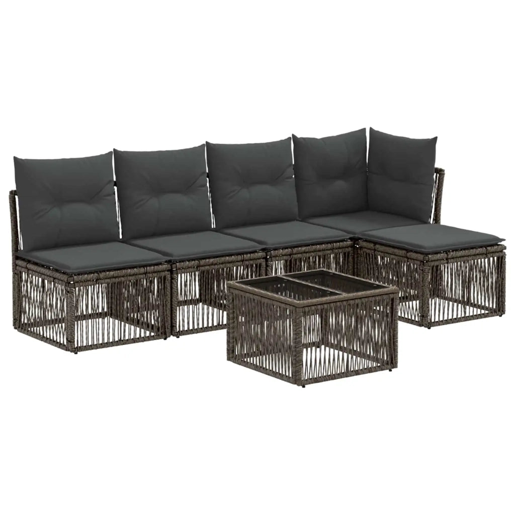 Set Divano da Giardino 6 pz Grigio polyrattan 3434195