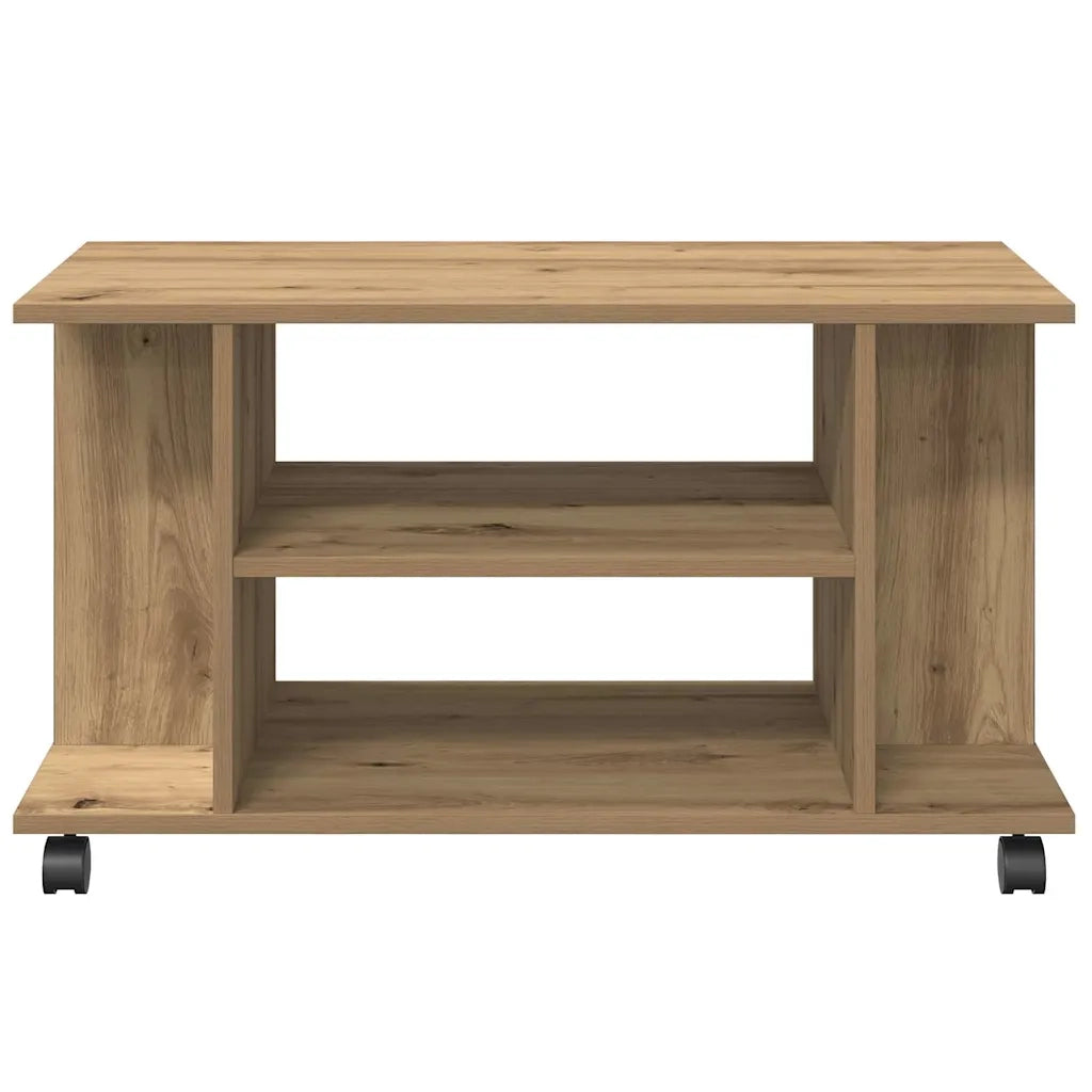 Mobile TV Ruote Rovere Artigianale 80x40x45cm Legno Multistrato