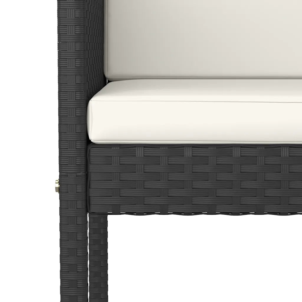 Set Bar da Giardino 5 pz | Set Salotto da Giardino con Cuscini Polyrattan Nero