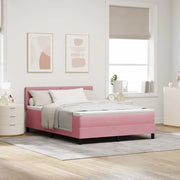 Letto a Sorgente LED con materasso Rosa 140 x 200 cm Velluto