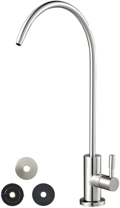 Valvola di acqua con filtro osmotico inverso - alta pressione - senza piombo - coperchio in lega d'alluminio - per cucina - finito a martinetto in acciaio inox