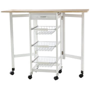 Carrello da cucina con cestini e cassetto ¨C Minimal ¨C metallo bianco quercia chiaro