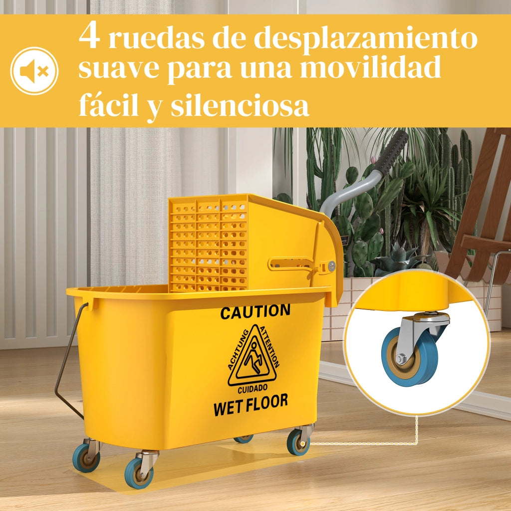 Secchio con scolapiatti e ruote ¨C Minimal ¨C Giallo 45x26.5x70 cm