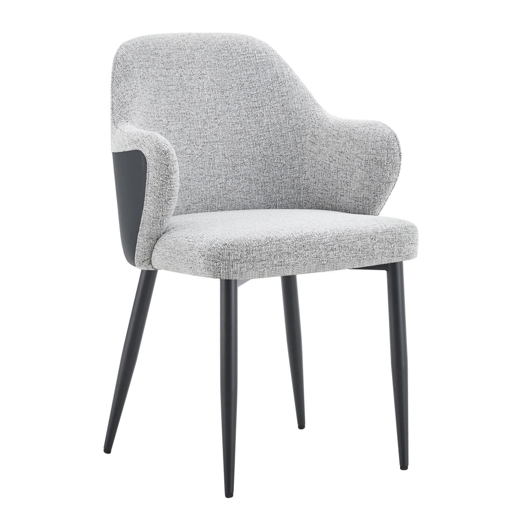 Set di 2 Sedie da Pranzo Grigie in Tessuto con Schienale Imbottito e Gambe Metalliche a X, Altezza 83 cm
