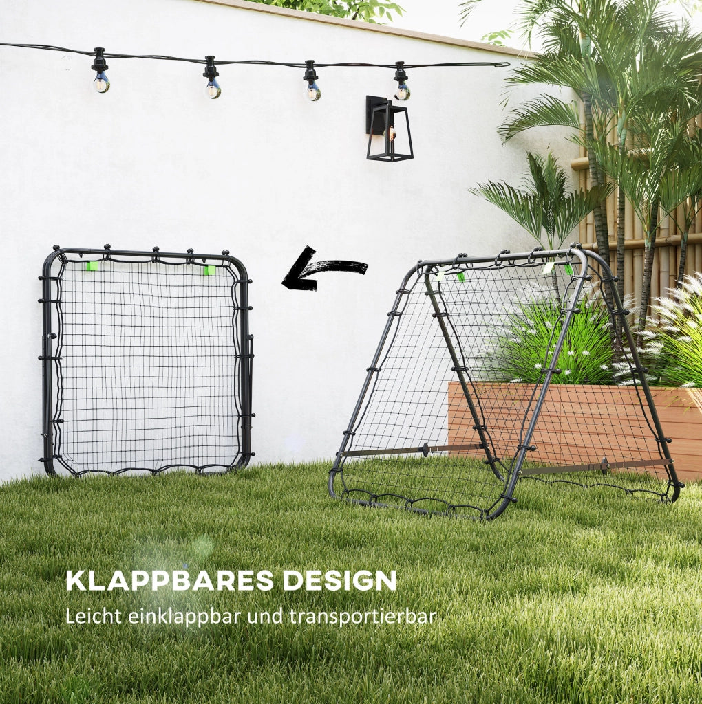 Rebounder da calcio pieghevole regolabile in acciaio nero