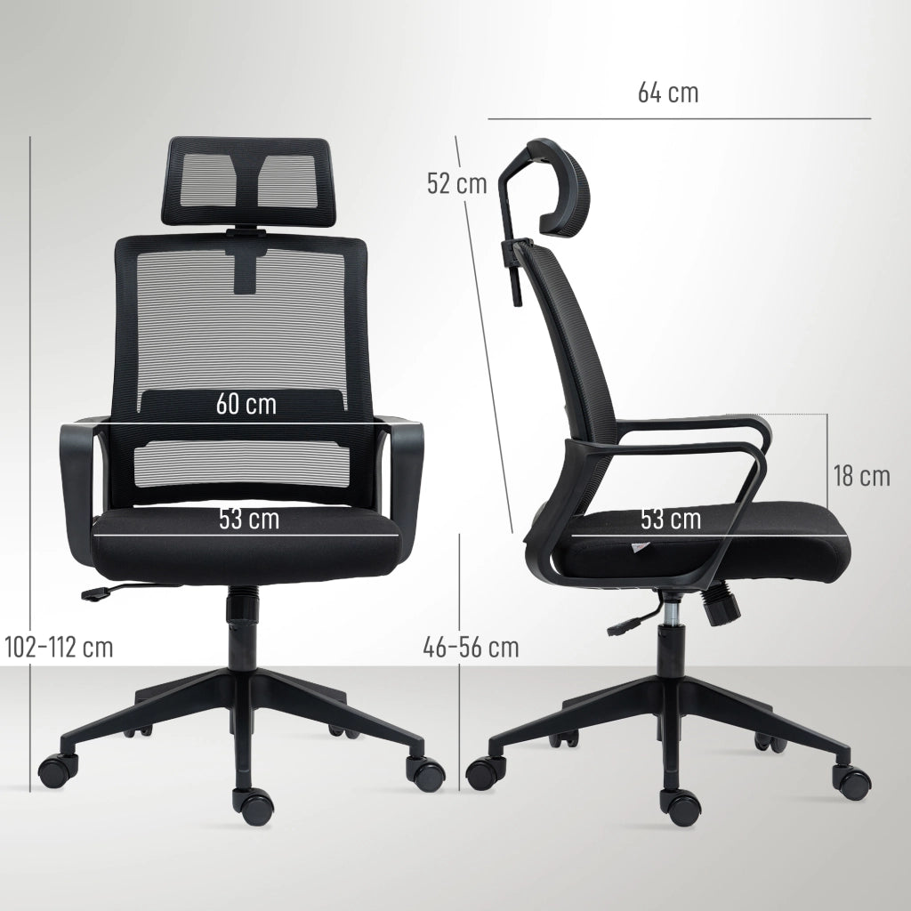 Sedia da Ufficio Ergonomica con Schienale e Poggiatesta ¨C Minimal ¨C Nero