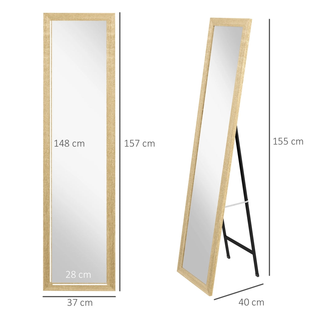 Specchio da Terra Rettangolare ¨C Xylo ¨C Cornice in Legno Marrone Chiaro 37x155 cm