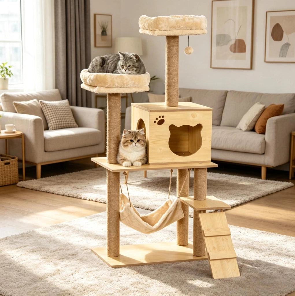 ALBERO GATTO Tiragraffi 60x40x130 cm Beige e Marrone