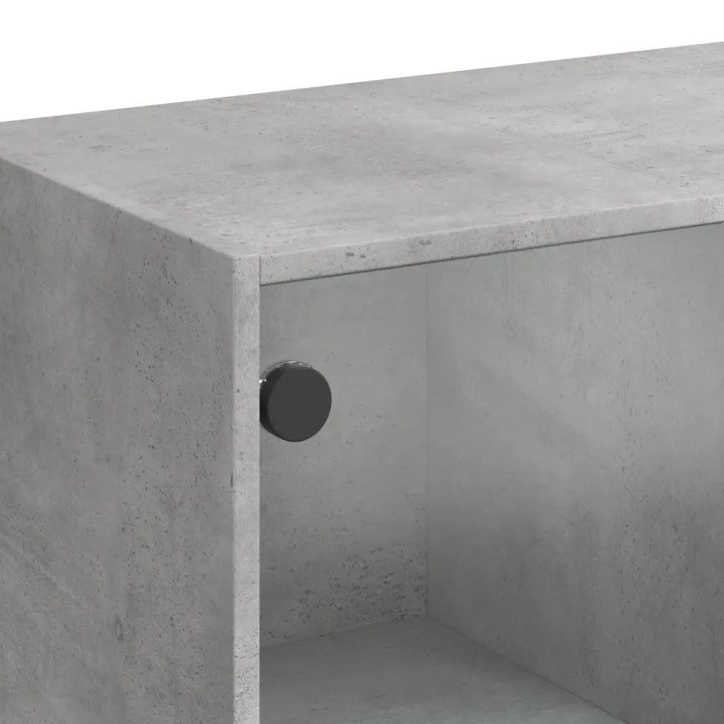 Tavolino Salotto con Ante in Vetro Grigio Cemento 102x50x42 cm 836416