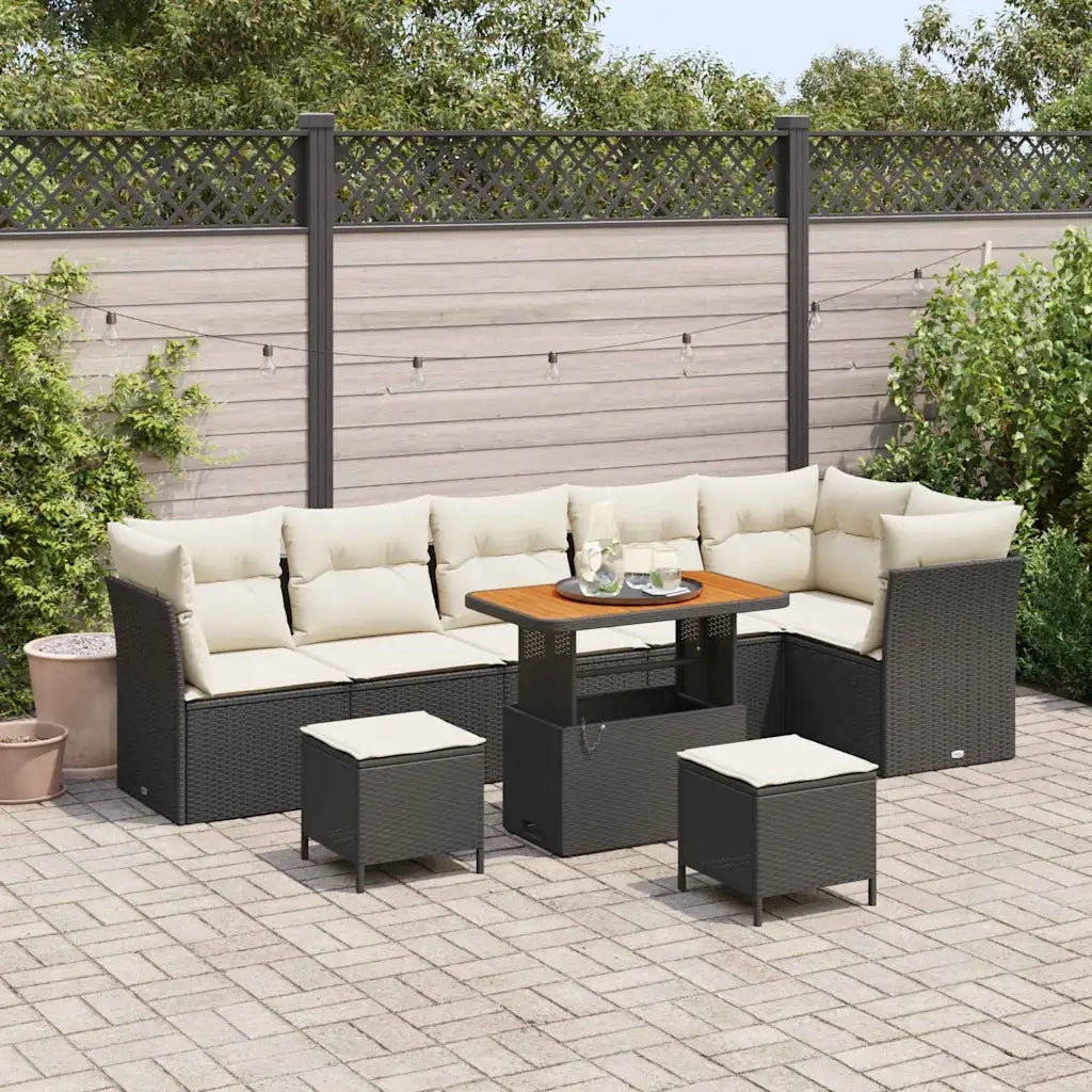 Set Divano da Giardino 9 pcs Nero polyrattan 3361505