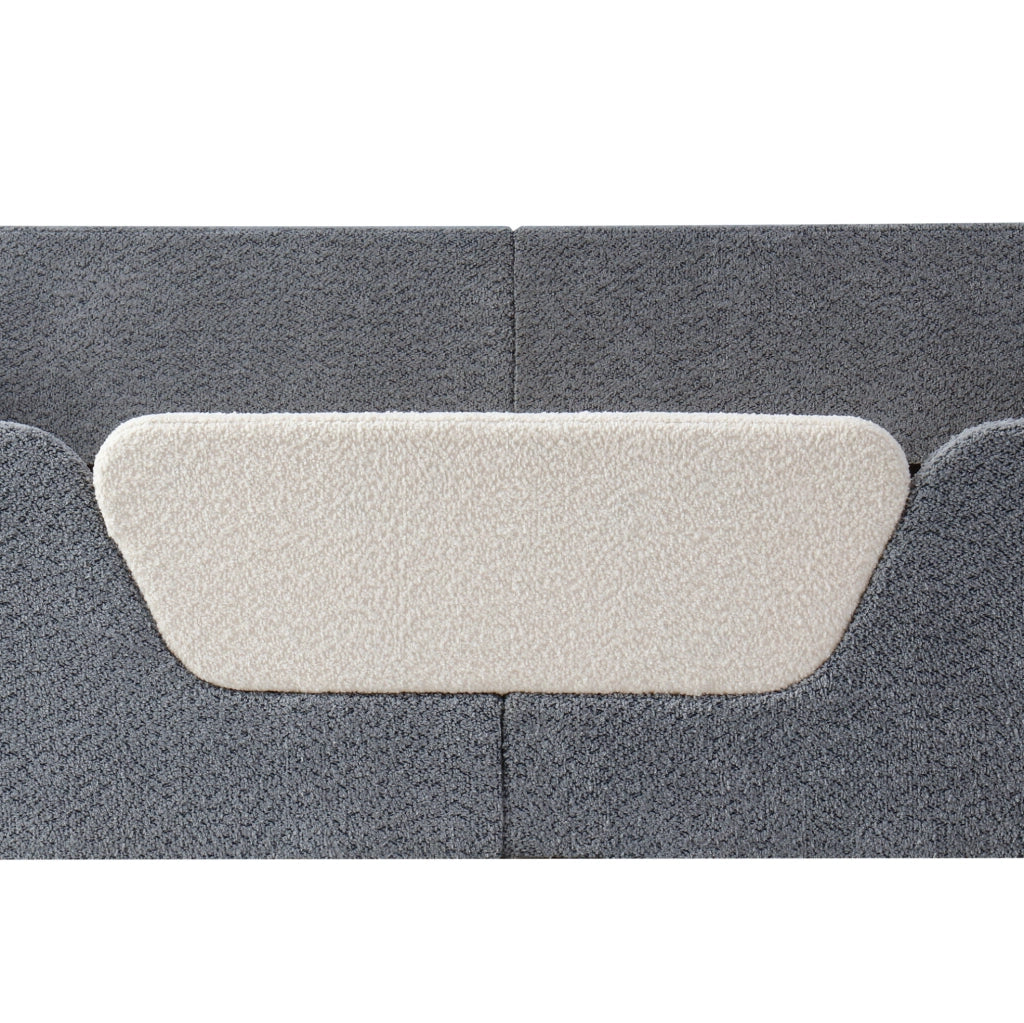 Letto imbottito per bambini 140x190 cm in velluto grigio con sponde removibili HOMVRA