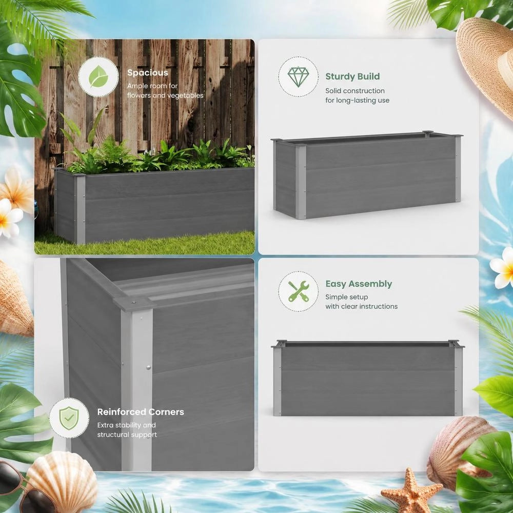 Garden Raised Bed WPC 150 X 50 X 54 Cm Grey