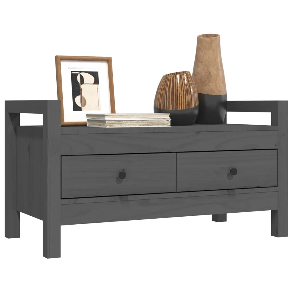 Panca da ingresso-Sgabello-Panca da Corridoio Grigio 80x40x43 cm in Legno Massello di Pino