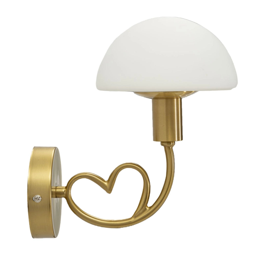 Lampada da Muro Lovy Gold 23x15x22 cm in Vetro e Ferro Oro e Bianco
