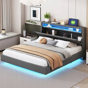 Letto imbottito 160x200 grigio con USB e LED - Xylo