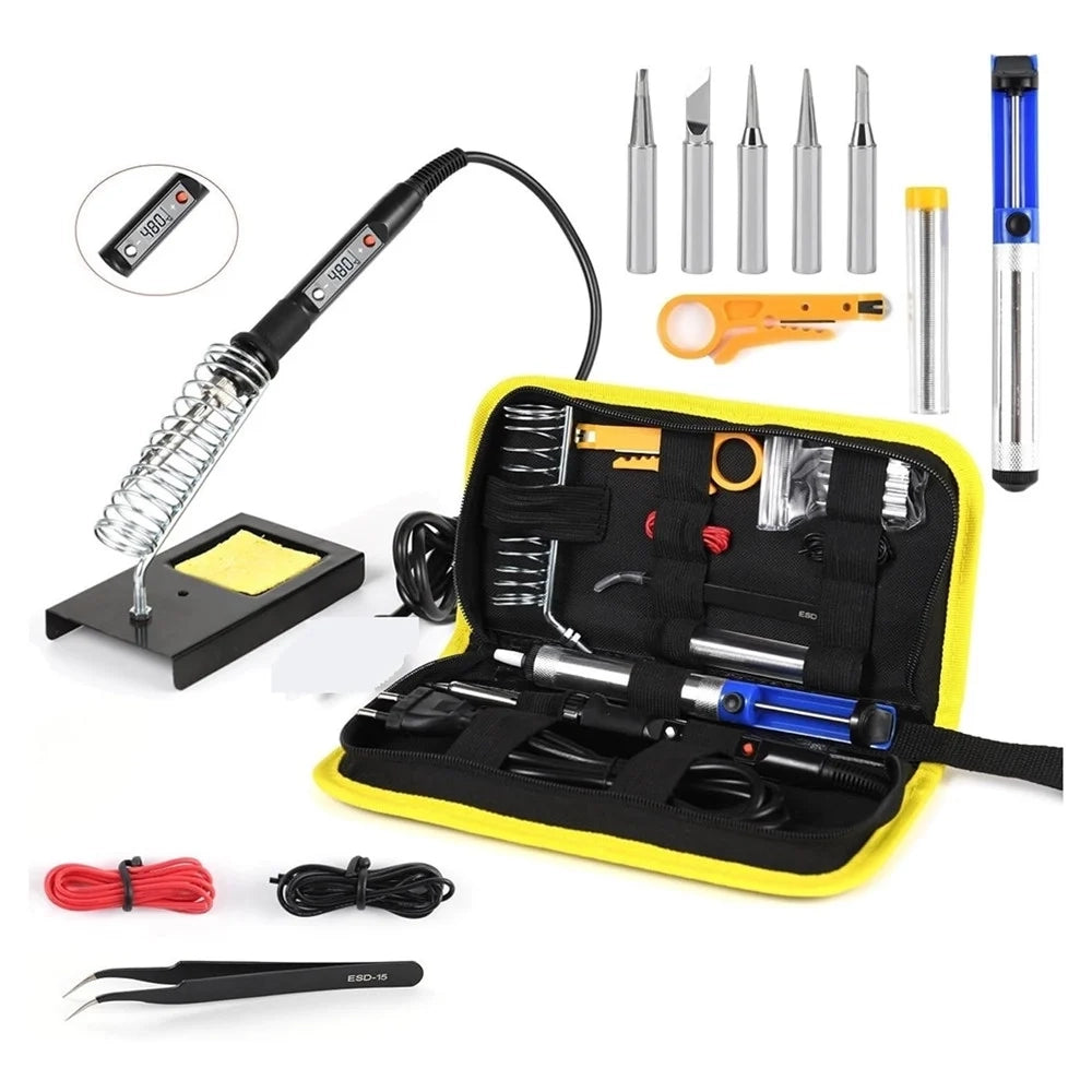 Trade Shop - Kit Saldatore Elettrico Stazione Di Saldatura Temperatura Regolabile Strumenti Punte Ctc-931 -