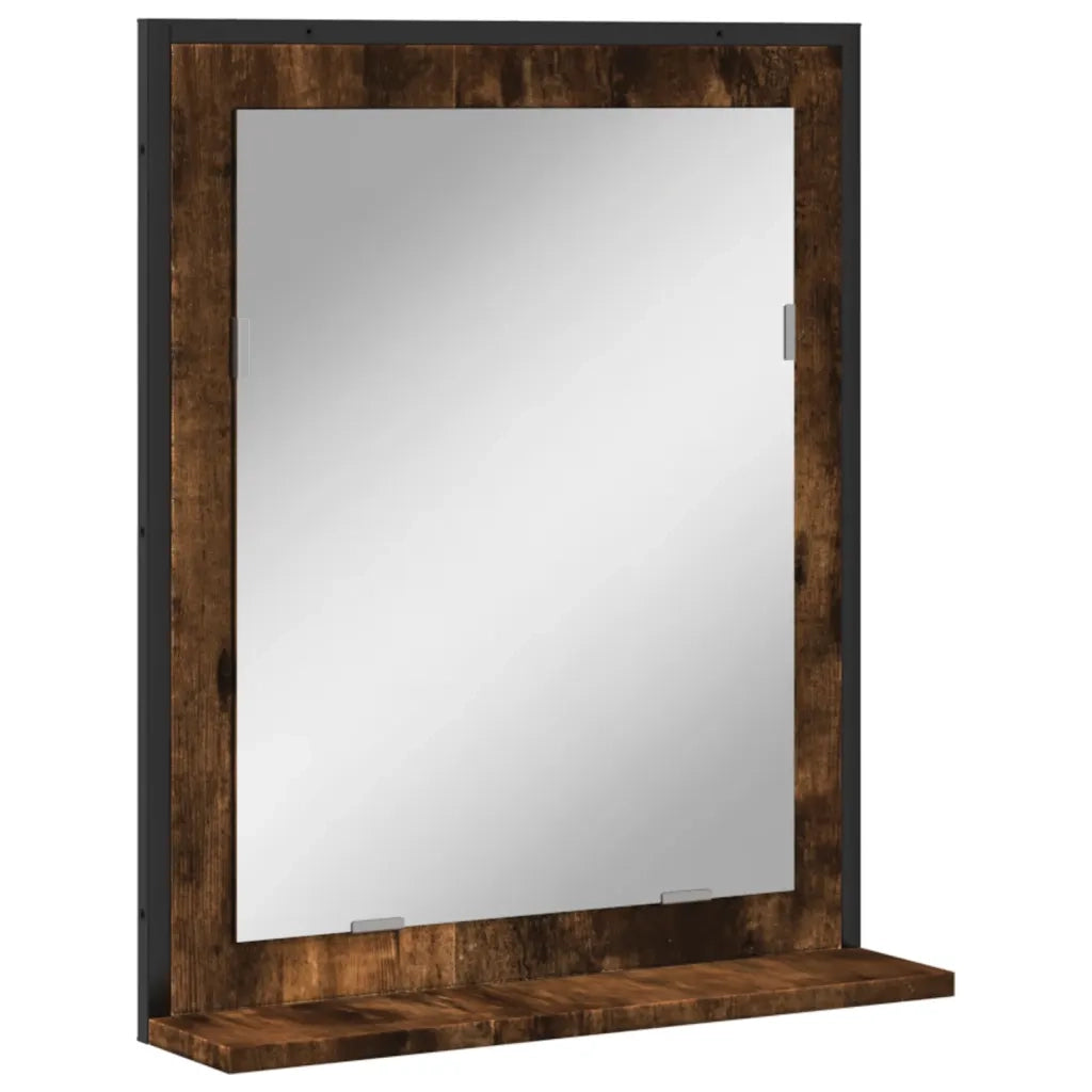Specchio Bagno con Ripiano Rovere Fumo 50x12x60 cm Multistrato 842418