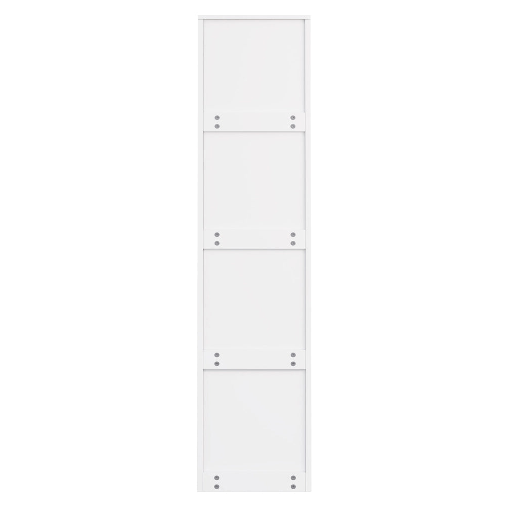 Libreria stretta 40x30x160;5 cm in MDF bianco con ruote e box protettivi