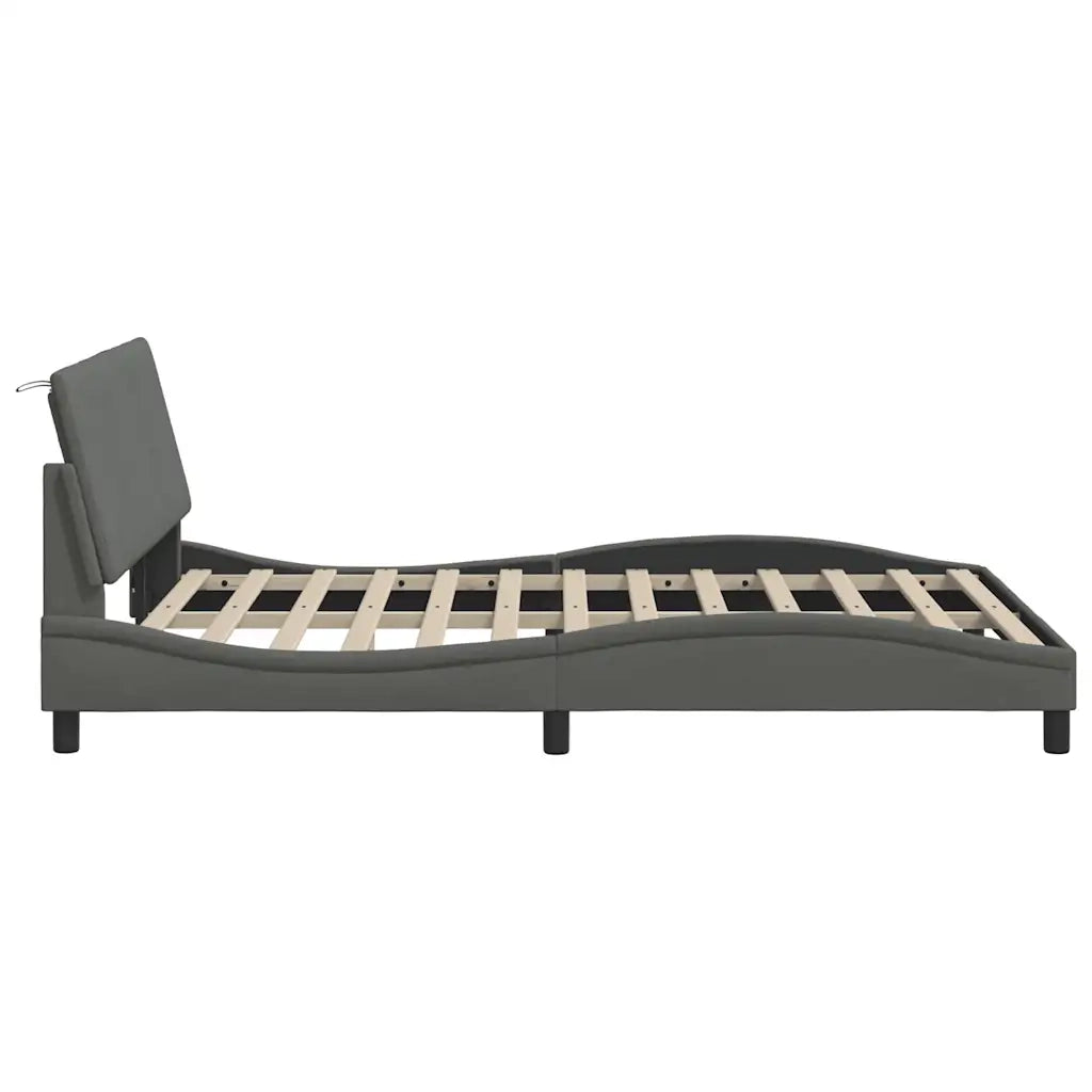 Letto matrimoniale | Letto per adulti | Giroletto senza Materasso Hanko Grigio Scuro 140x190 cm Tessuto