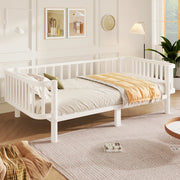 Letto singolo 90 × 200 cm in metallo bianco con rete a doghe in acciaio; utilizzabile anche come divano