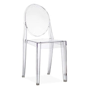 SEDIA LOUVRE IN POLICARBONATO DESIGN CLASSICO CON SCHIENALE FORMA OVALE PER INTERNI COLORE TRASPARENTE 46X55X90H CM