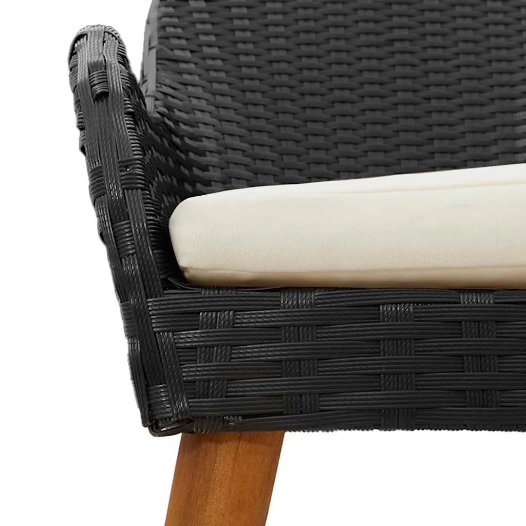 Set da Pranzo per Giardino con cuscino 3 pcs Nero polyrattan 3261663