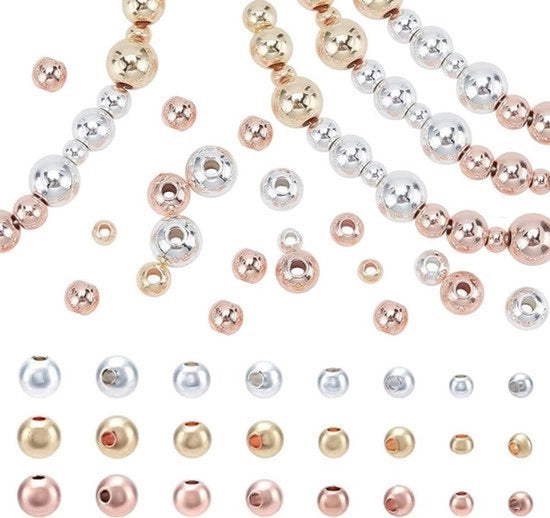Collane a forma rotonda - 14K dorato - 300 pezzi - Set di 3 colori - Adatto per diversi progetti - Flessibile - DIY - In metallo.