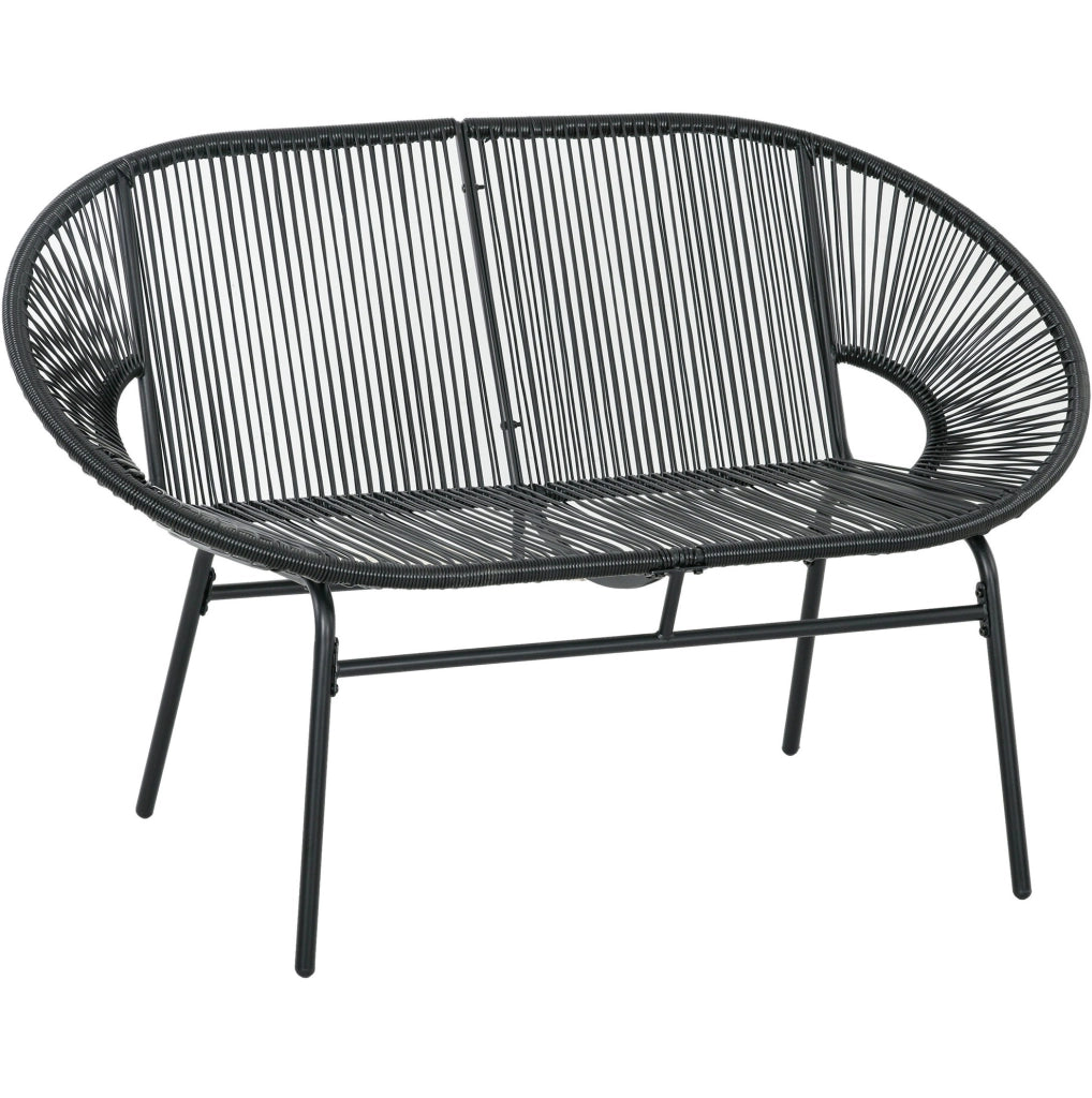 Divanetto da esterno 2 posti in rattan PE nero 132 cm