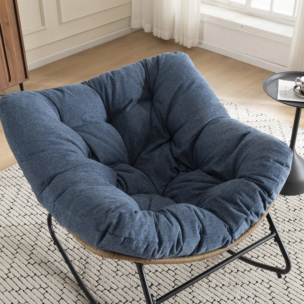 Sedia a Dondolo Imbottita in Chenille ¨C Xylo ¨C Poltrona Relax per Cameretta e Soggiorno