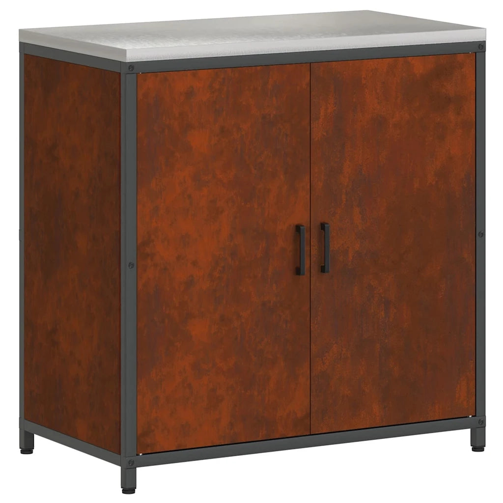 Set di Stoccaggio per Cucina con porta 2 pz-Armadietto Cucina-Armadietto Cucina Ruggine Acciaio 772996