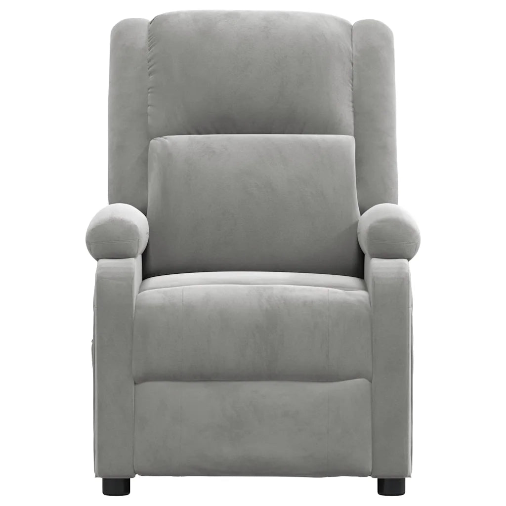 Poltrona Massaggiante | Sedia Relax Grigio Chiaro in Velluto