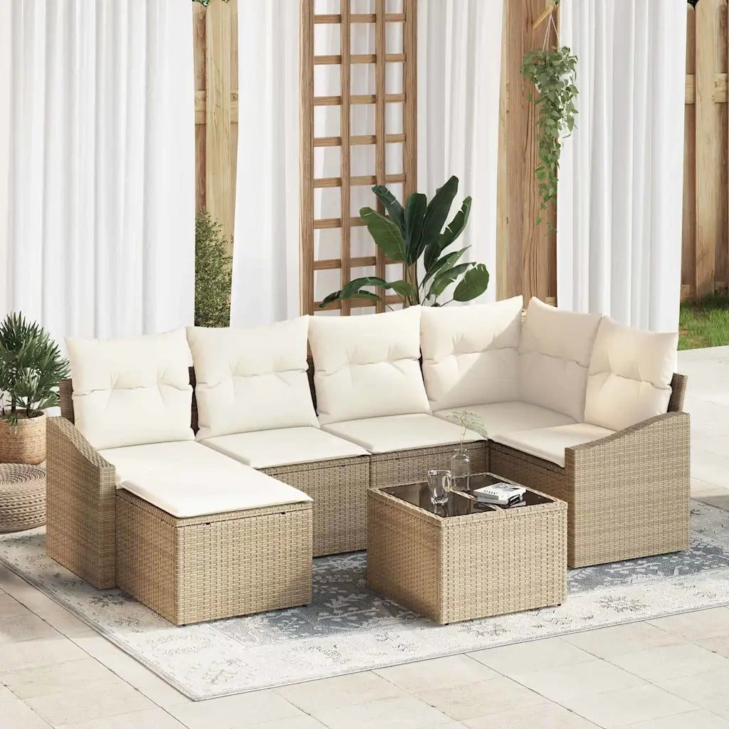 Set di divani con cuscino 7 pcs Beige polyrattan 3346801