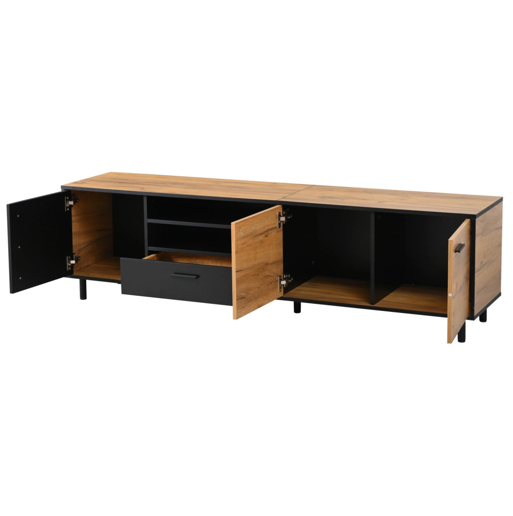 Mobile TV 180x32;5x50 cm con 3 ante e cassetto nero effetto legno HOMVRA
