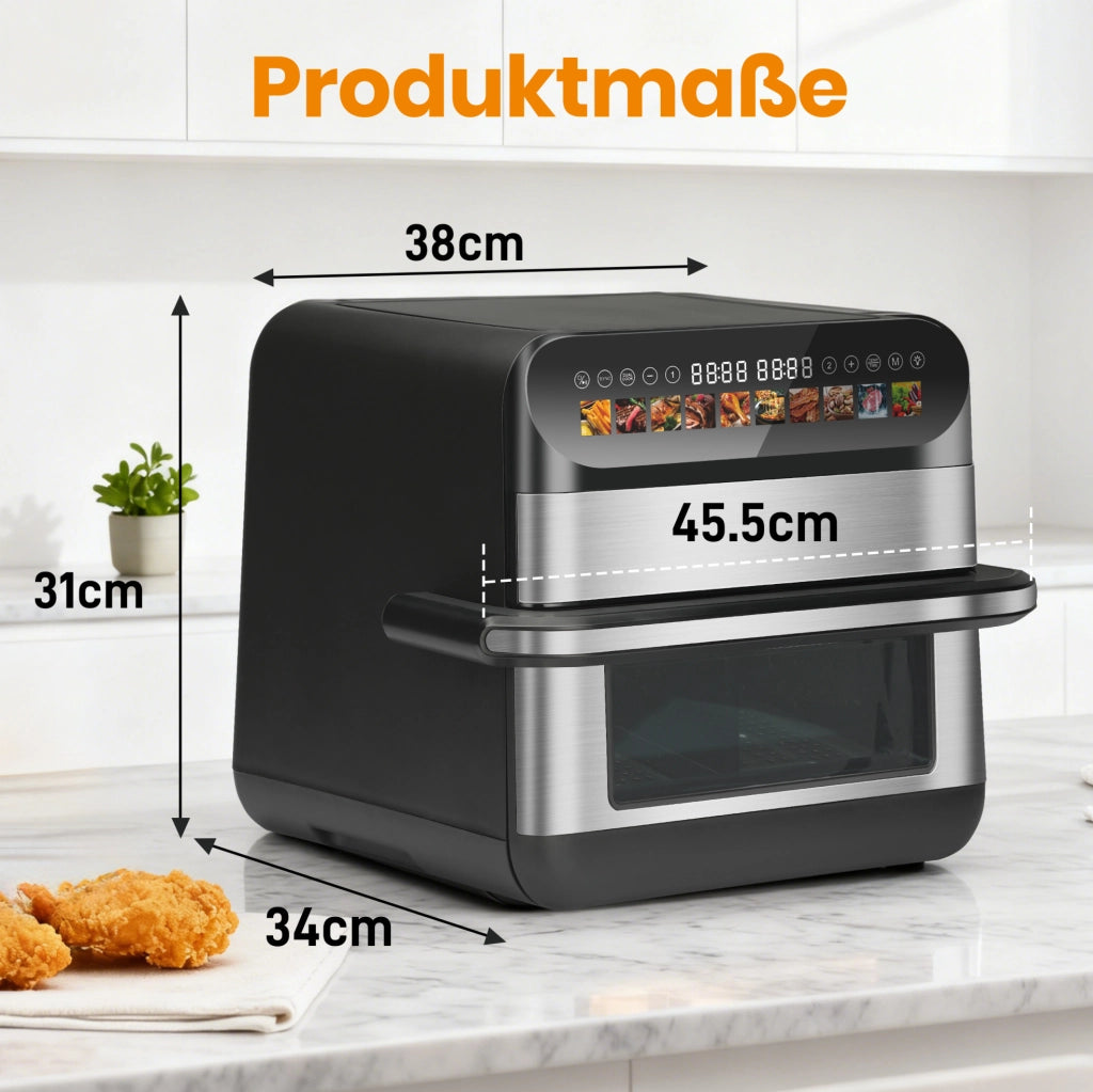 Friggitrice ad aria ULEVR 10 L a doppio cestello con controllo indipendente, 10 programmi, nera