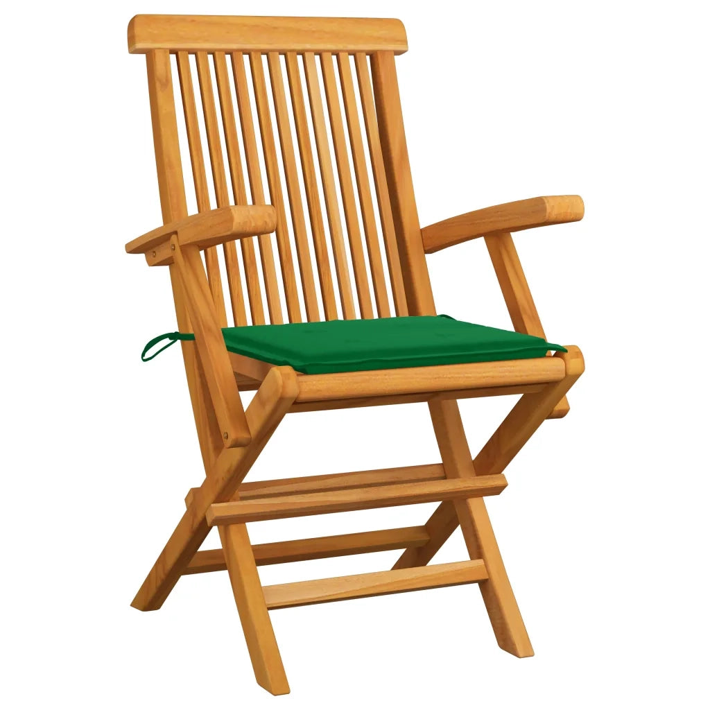 Sedie da Giardino con Cuscini Verdi 2 pz Legno Massello di Teak 3062492