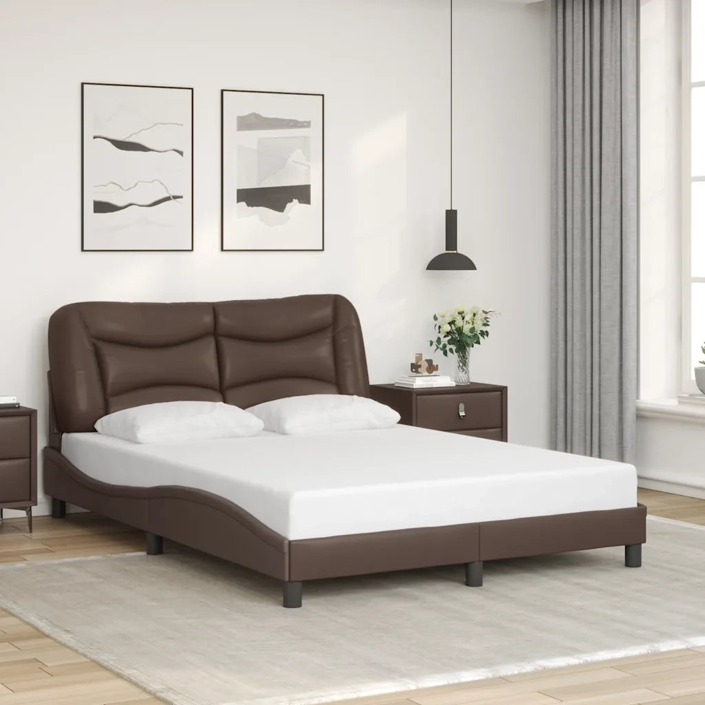 Giroletto senza Materasso-Struttura Letto Hvar Marrone 140x190 cm in Similpelle