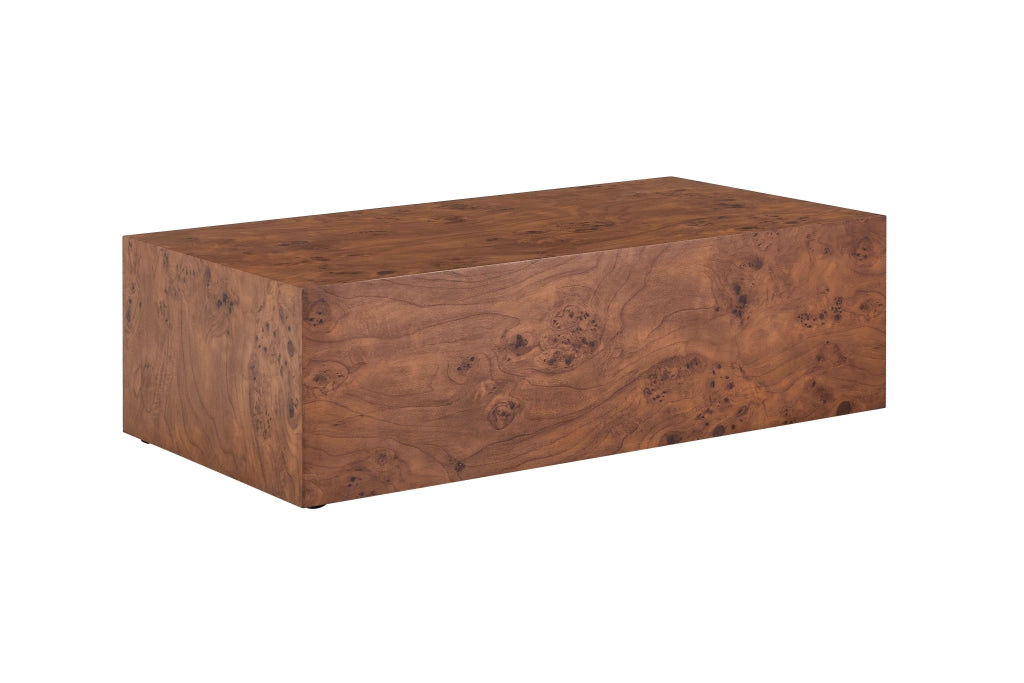Tavolino basso fisso in MDF color noce con finitura effetto legno e struttura a telaio per soggiorno