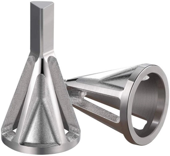 Due strumenti per ontboring esterna - Strumento per affusolatura - Rimozione dei fori - Riparazione rapida dei danni - Asta d'ottone a forma di triangolo con filettatura a sei spighe - Adatto per testine da foro - Ontboring multifunzionale - Argento