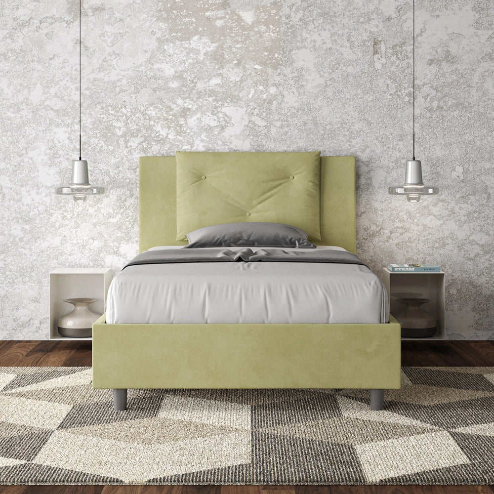 Letto Singolo 80x190 cm con Rete e Contenitore Appia Tè Verde